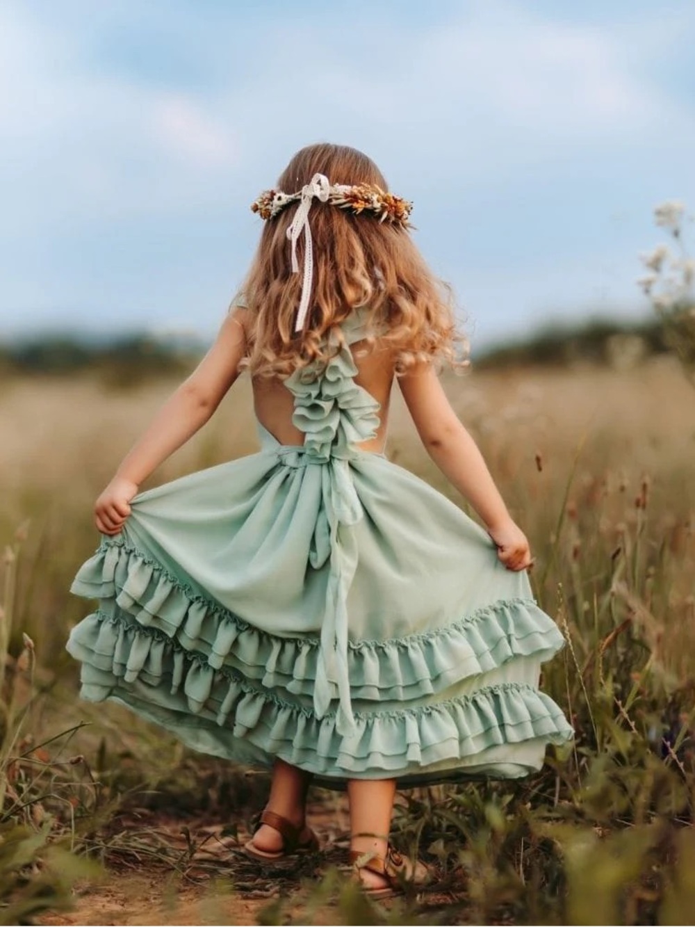 Bailey’s Blossoms Ruffled Maxi Dress in Sage - Picture 3 of 9